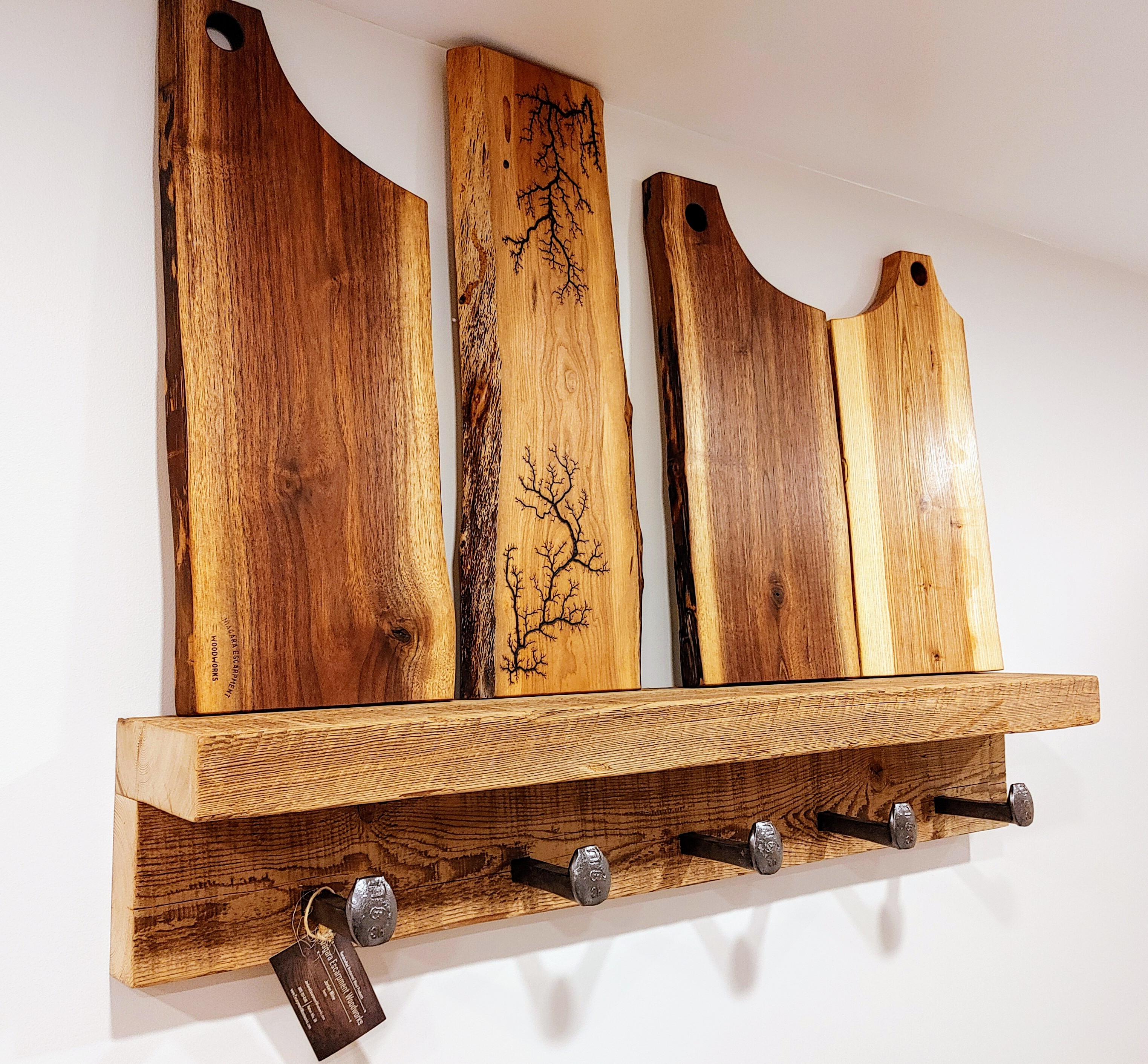 Railroad Spike Coat Hanger/Shelf Combo