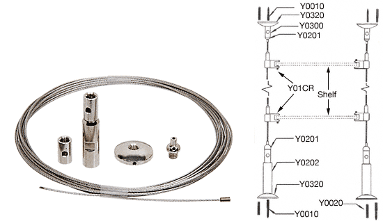 CRL Floor to Ceiling Cable Kit for 0.25