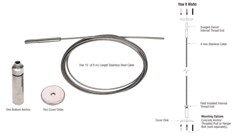 CRL Floor-to-Ceiling Cable Kit for 0.375