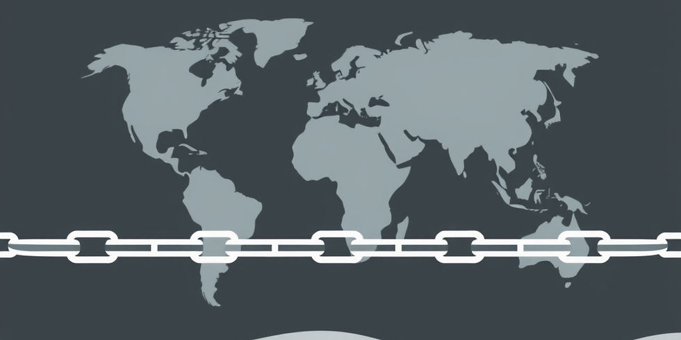 Abstract geometric illustration representing the connection between forced labour risk, global trade and Modern Slavery evidence