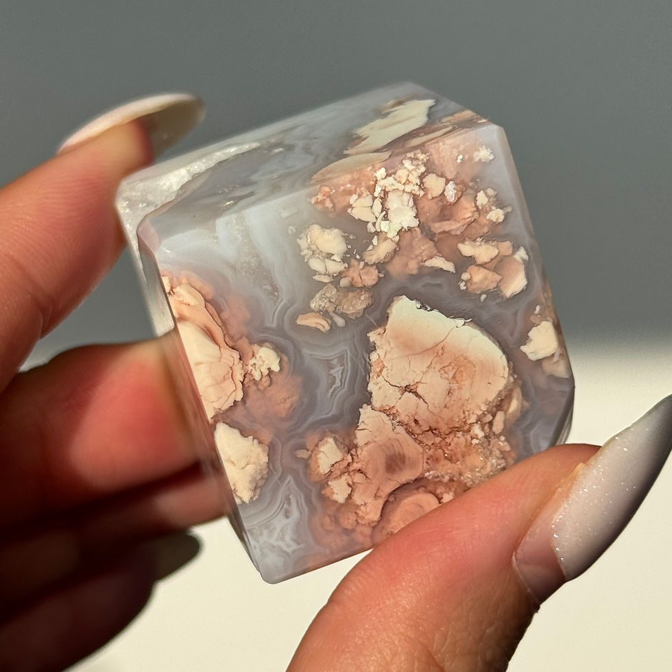 Thumbnail: cotton candy agate cube pink agate cube