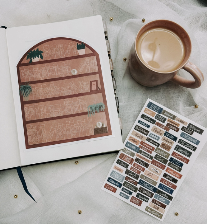Bible Reading Progress Tracker Sticker Set, Neutral Brown