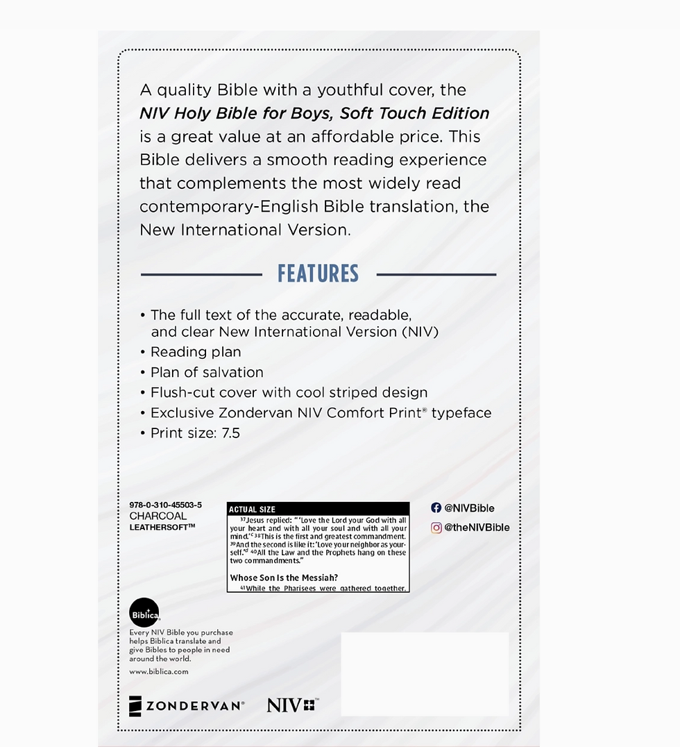 Thumbnail: Niv Bible For Boys, Soft Touch Edition, Leathersoft, Gray