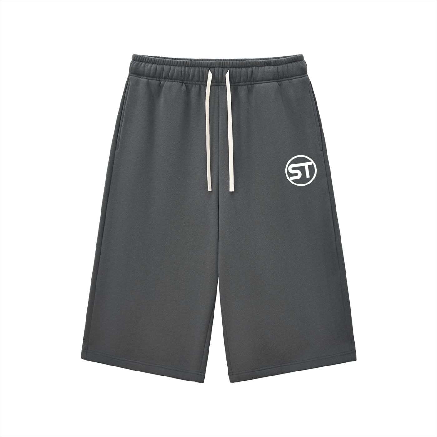 ST Relaxed Drawstring Three-quarter Sweatpants (Charcoal Grey)