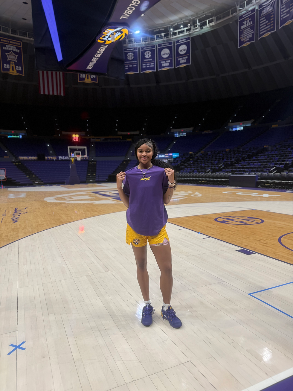 Thumbnail: Oversized Signature Pump Tee (Purple/Gold)