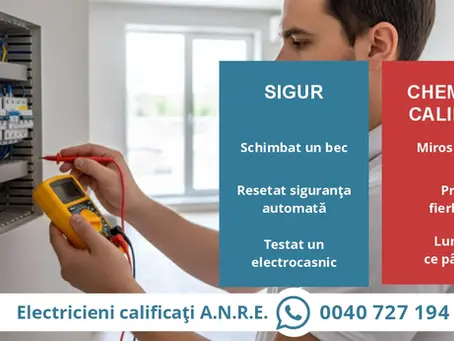 Electrician autorizat verificând un panou electric pentru reparații electrice București
