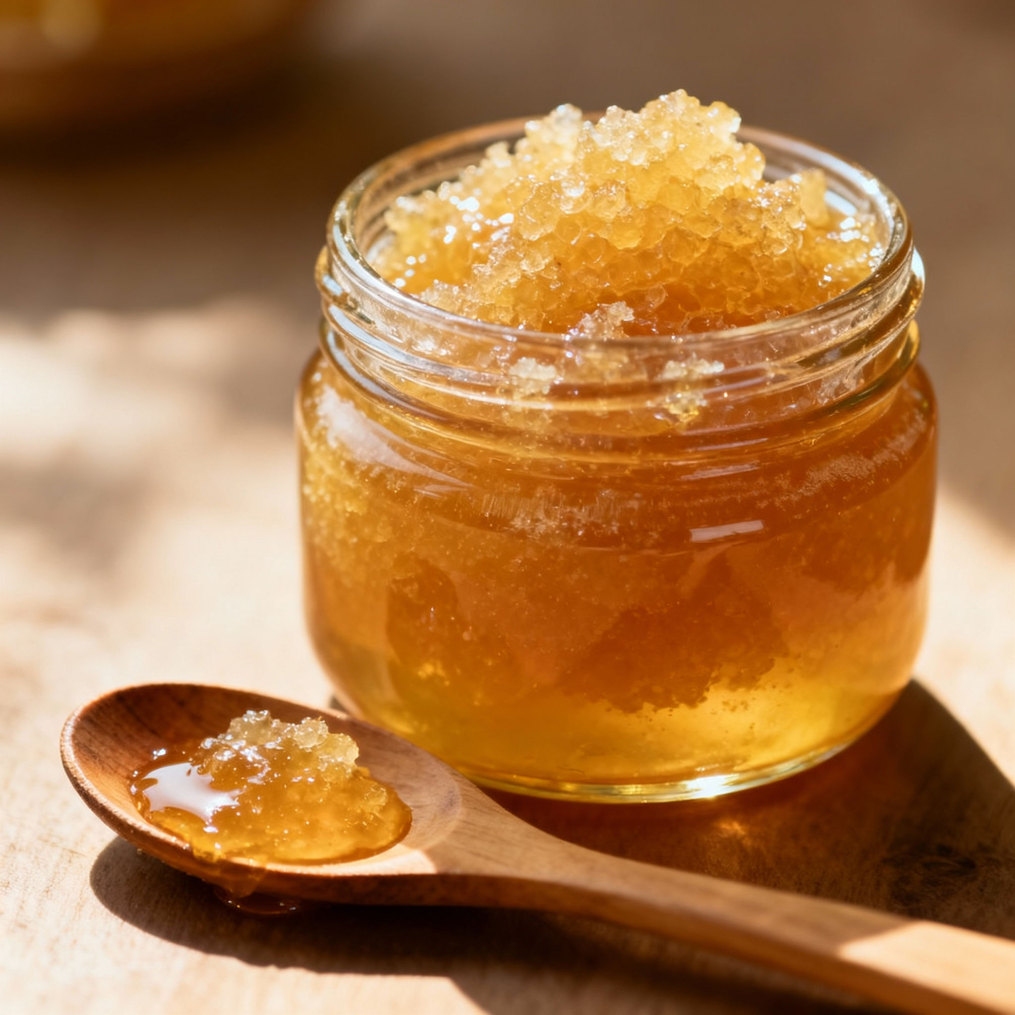 Miel de l’année dernière — Texture crémeuse et cristallisée