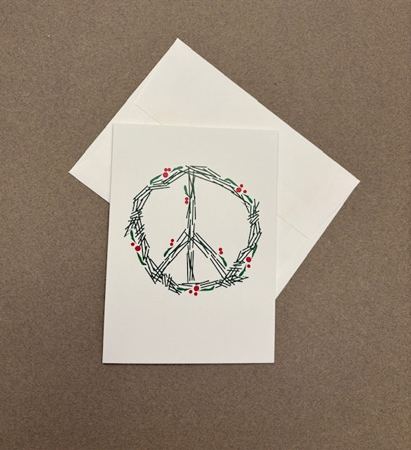 Thumbnail: 10 Peace Wreath Holiday Cards with matching envelopes