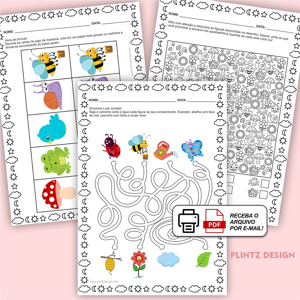 Labirinto infantil com joaninha, atividade lúdica para estimular o raciocínio lógico e a atenção dos pequenos.