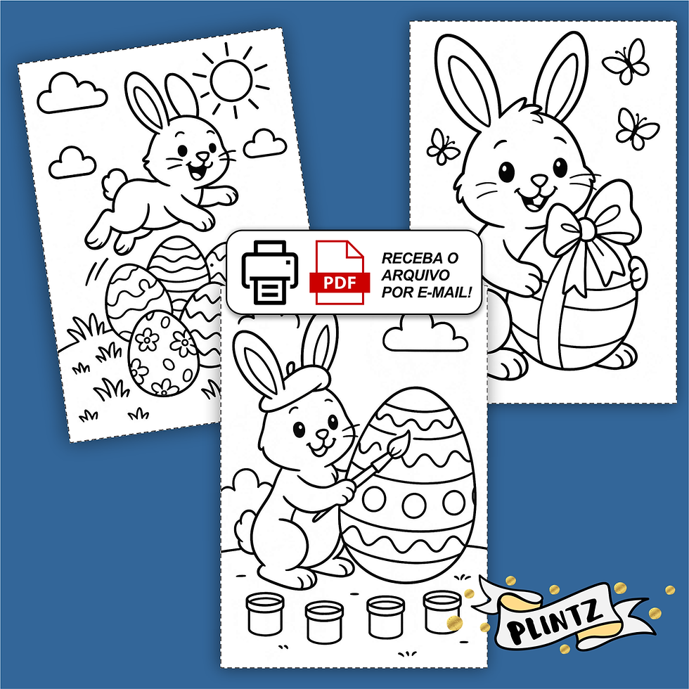 Miniatura: Desenhos de Páscoa para Colorir (PDF): 15 Páginas com Coelhinhos e Bônus
