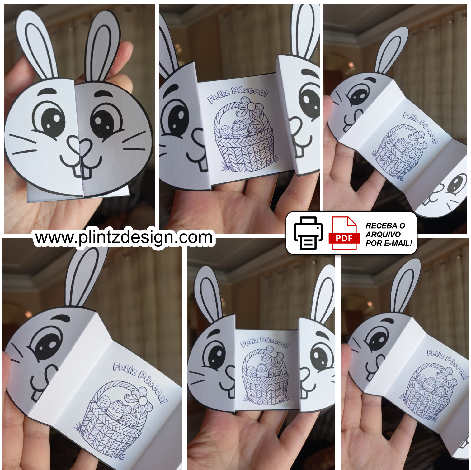 Molde de Coelho da Páscoa para Imprimir e Colorir - Arquivo PDF Escolar