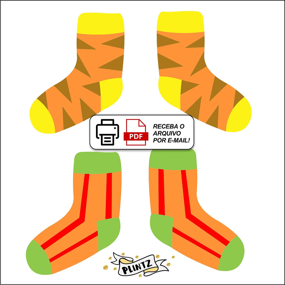 Miniatura: Jogo educativo infantil em PDF para imprimir, recortar e encontrar o par de meia colorida correspondente.