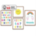 Kit 4 pôsteres infantis digitais para quartinho de bebê.