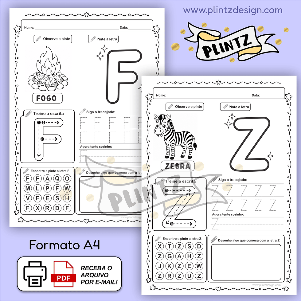 Miniatura: Apostila de Alfabetização - ALFABETO COMPLETO de A A Z Para Imprimir