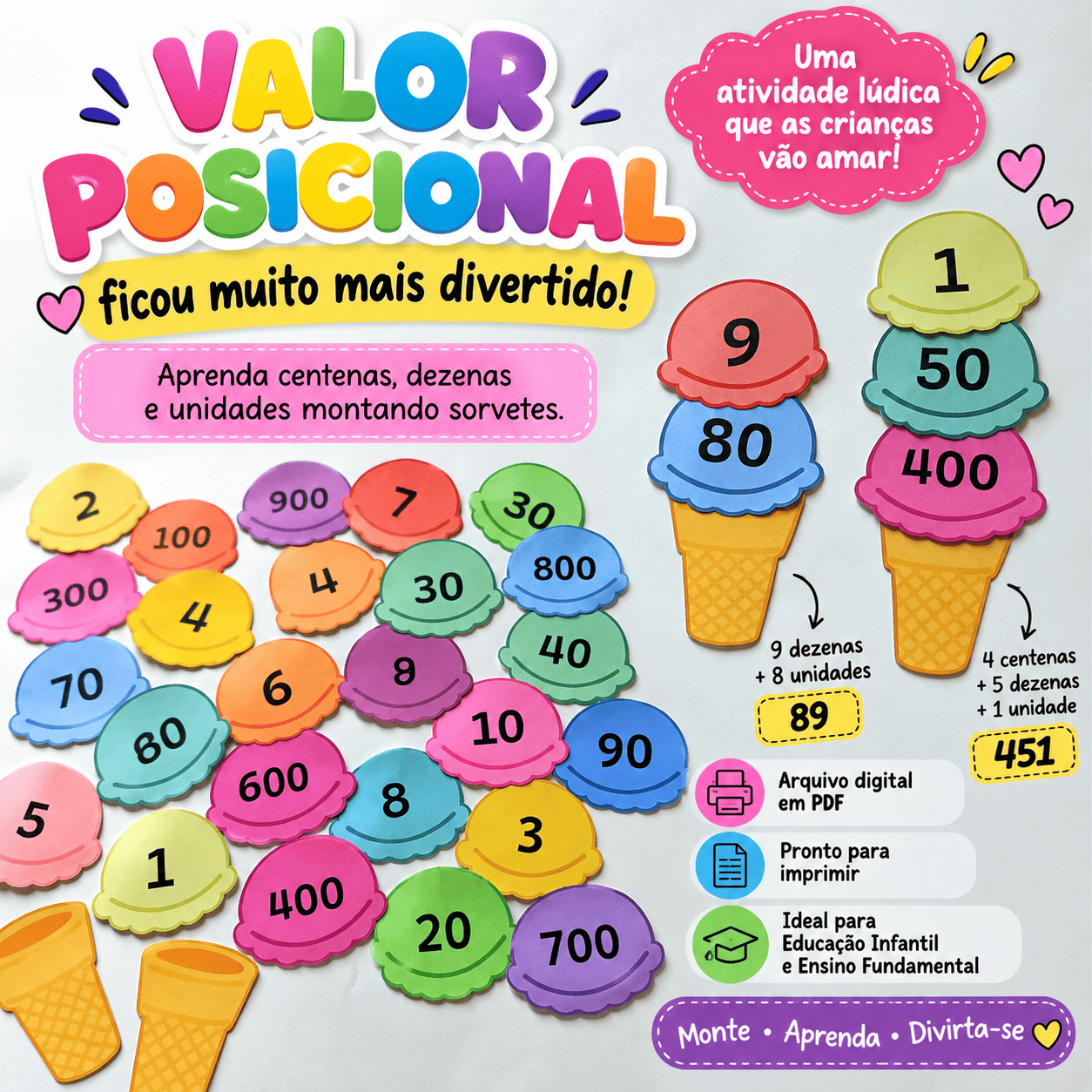 Sorvetinho - Valor Posicional (jogo em PDF)