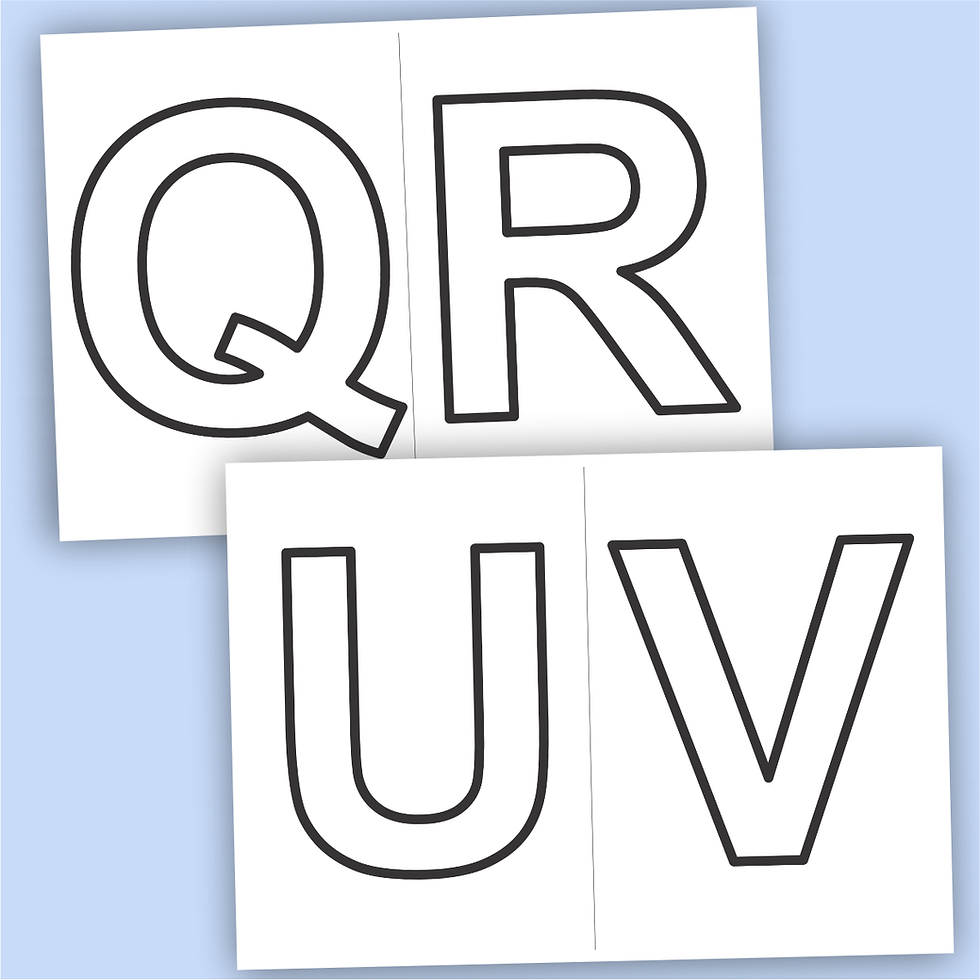 Miniatura: Molde das letras do alfabeto completo em formato vazado, disponíveis em tamanhos A4, prontas para imprimir em PDF