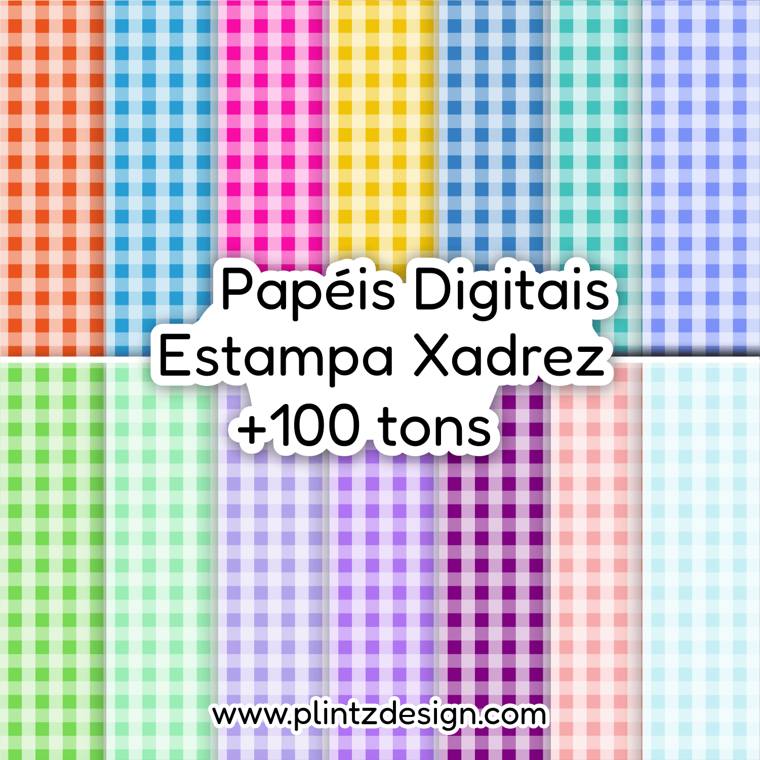 Kit Papel Digital Xadrez em PNG - Mais de 100 Cores