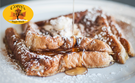 French toast with Corey's maple syrup poured on top