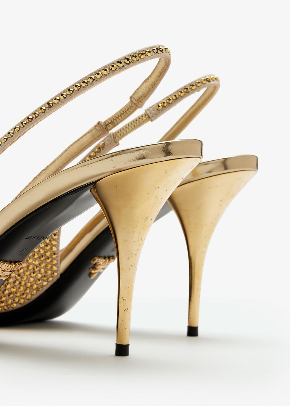 Thumbnail: Prada Pre-Loved Crystal-embellished pumps Gold Satin Women