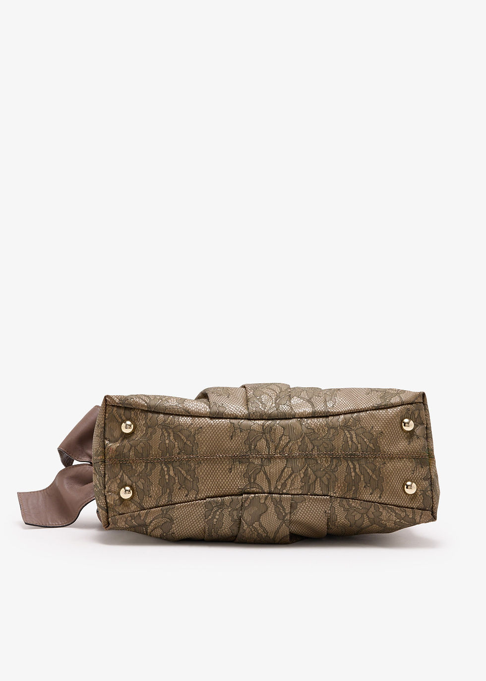 Thumbnail: Valentino Garavani Pre-Loved Lace and Bow Detail Dome tote bag Brown Leather