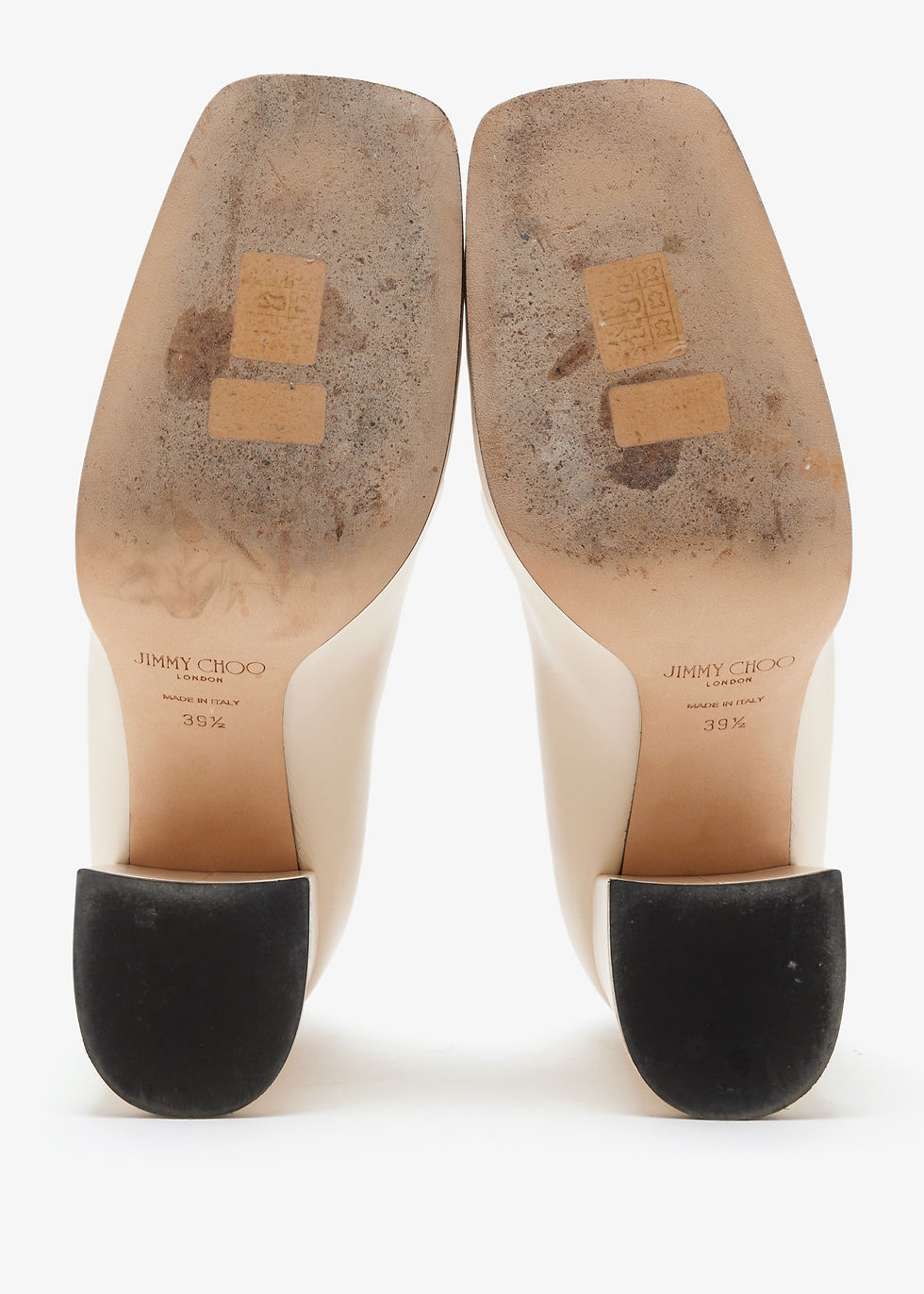 Thumbnail: Jimmy Choo Pre-Loved Diamond Tilda 85 loafer pumps Cream Leather Women