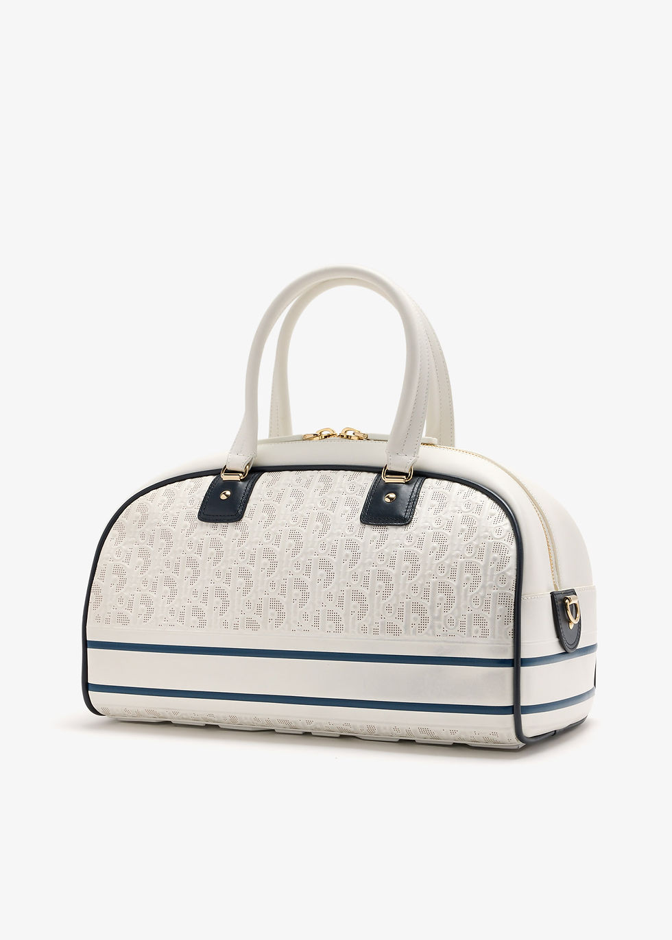 Thumbnail: Dior Pre-Loved Vibe Zip medium bowling bag White Leather Women Top Handle Bags