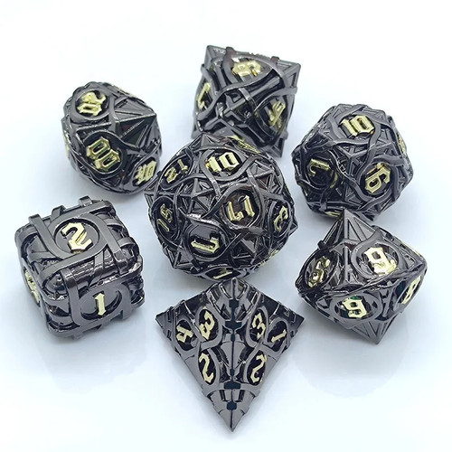 VGEBY Set De 7 Dés Métalliques Creux Avec Cœurs - Jeu De Dés Polyédriques Pour Jeux De Table