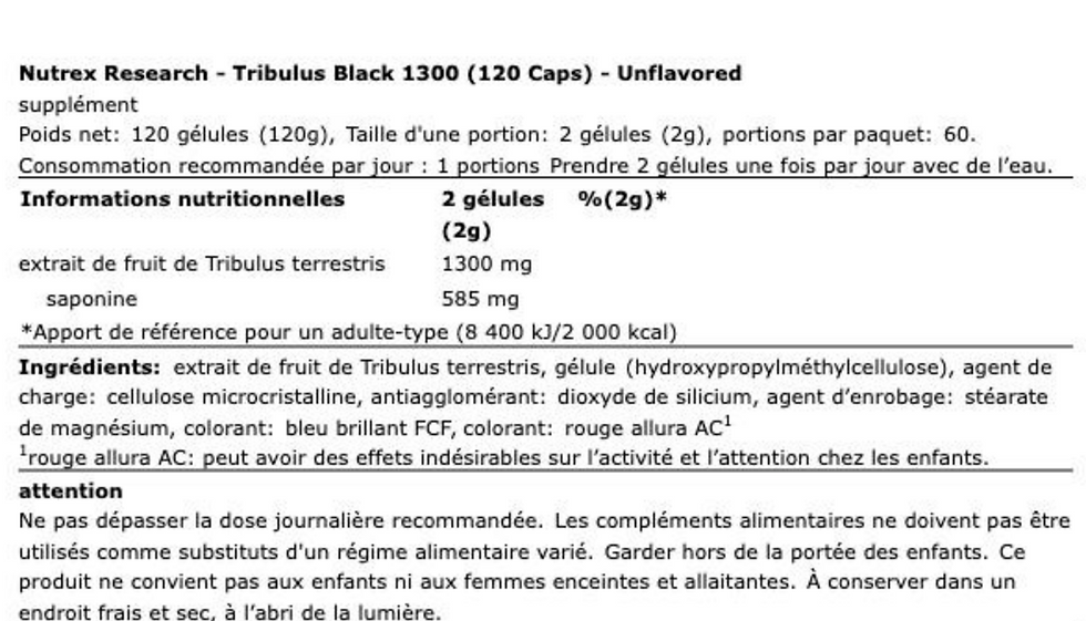 Miniature : Nutrex Tribulus Black 1300