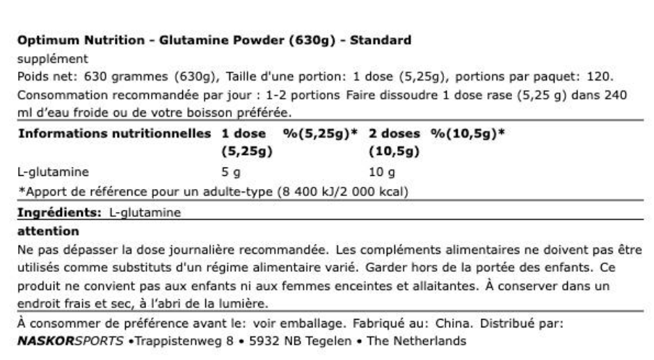 Miniature : Glutamine Optimum Nutrition