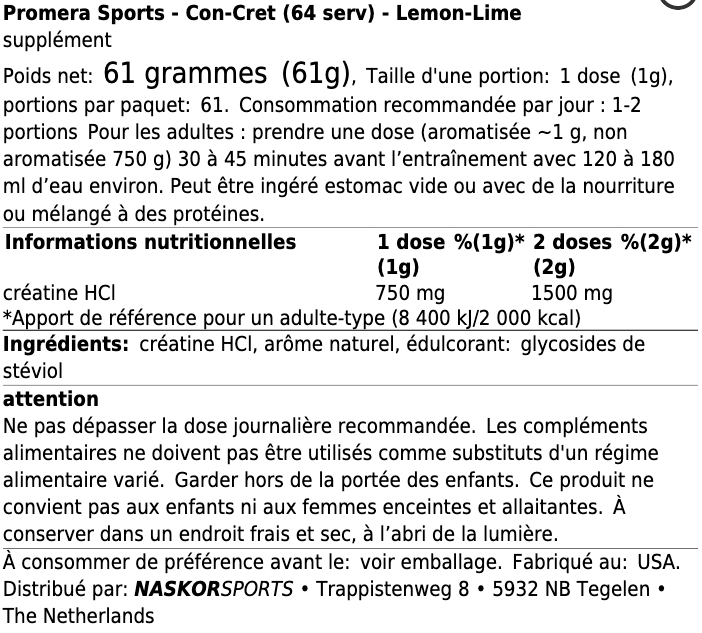 Miniature : Promera Sport | Con-Cret Créatine