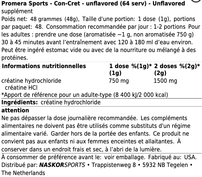 Miniature : Promera Sport | Con-Cret Créatine