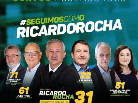 Peço seu voto a esta chapa que representa o Paraná nas eleições do nosso Sistema Profissional!