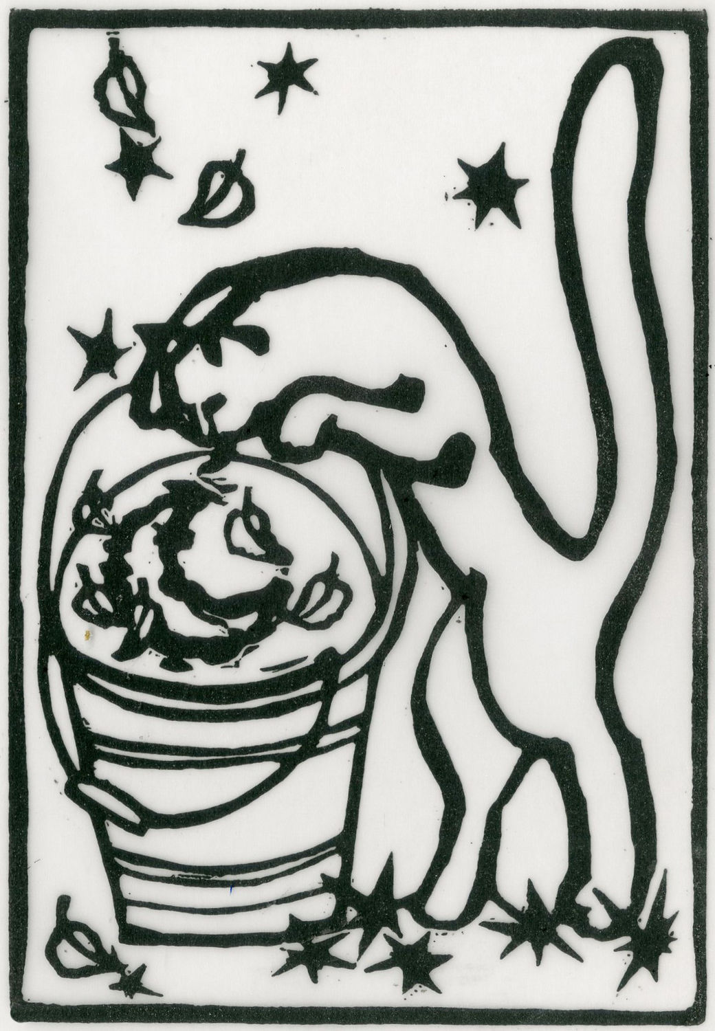Gardien de la lueur du ciel – Linogravure originale
