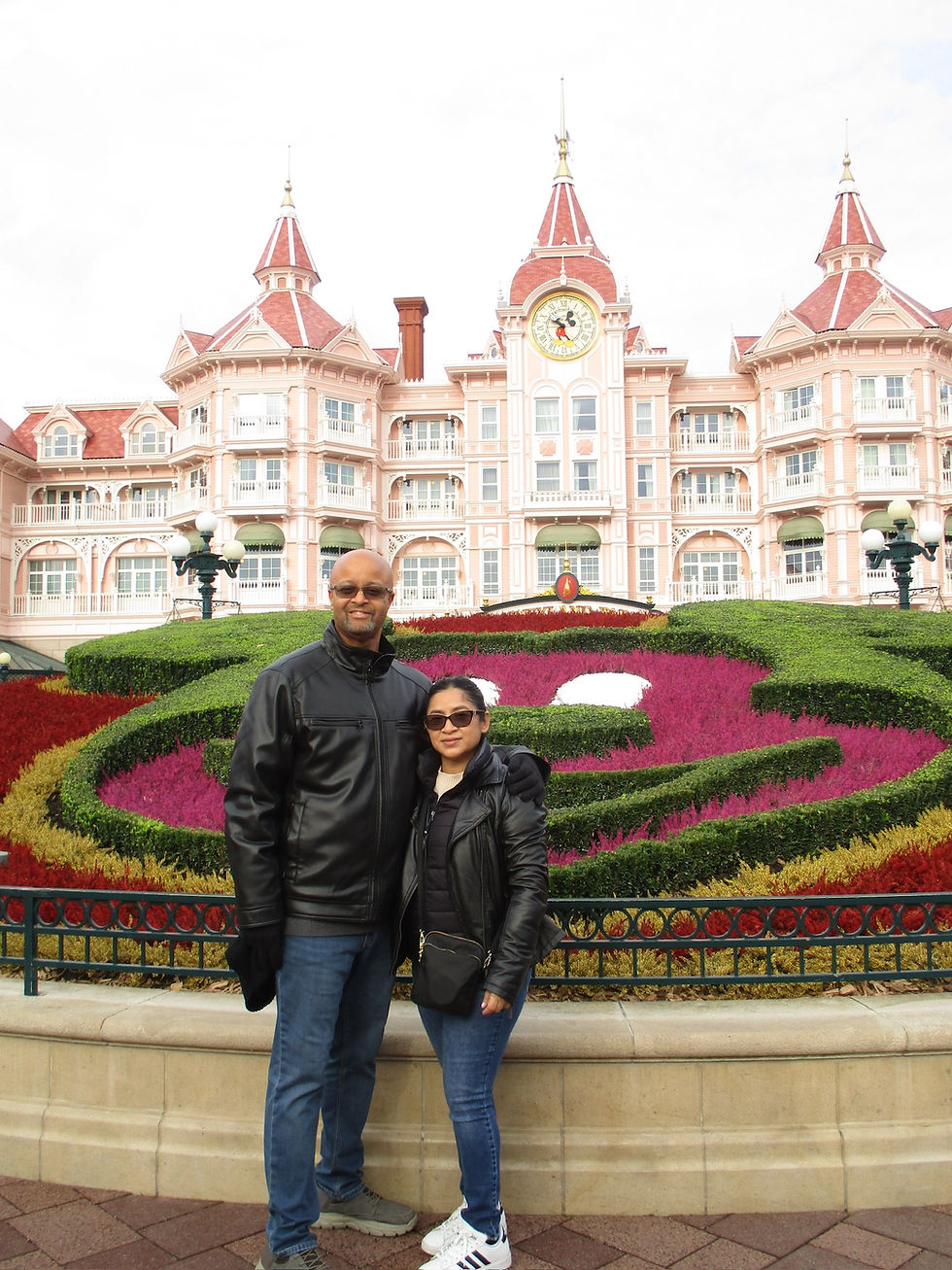 Couple at Disneyland Paris during Christmas