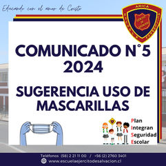 Sugerencia uso de Mascarillas.