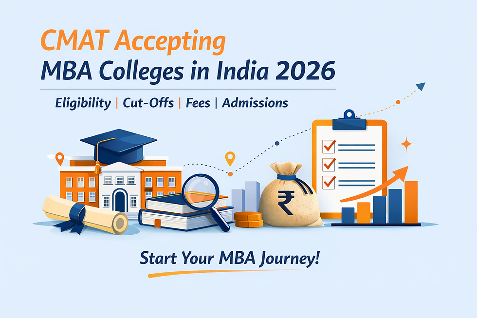 CMAT accepting MBA colleges in India 2026 with cutoff percentile, fee structure, placement packages and admission process details