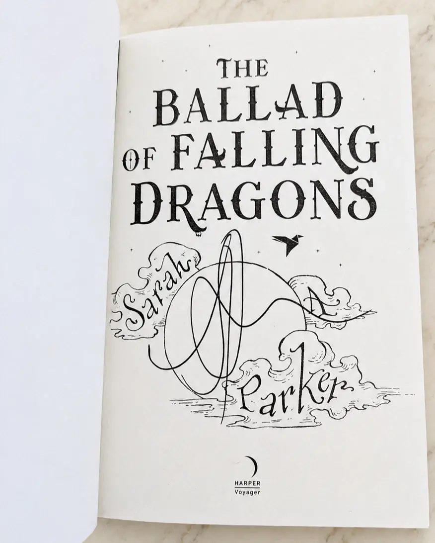 Thumbnail: Sarah A. Parker author signature page in The Ballad of Falling Dragons signed first edition