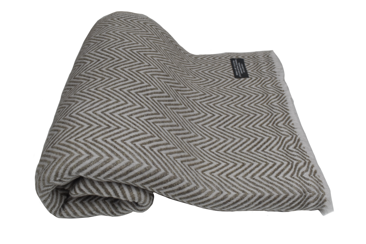 Beige Herringbone Throw