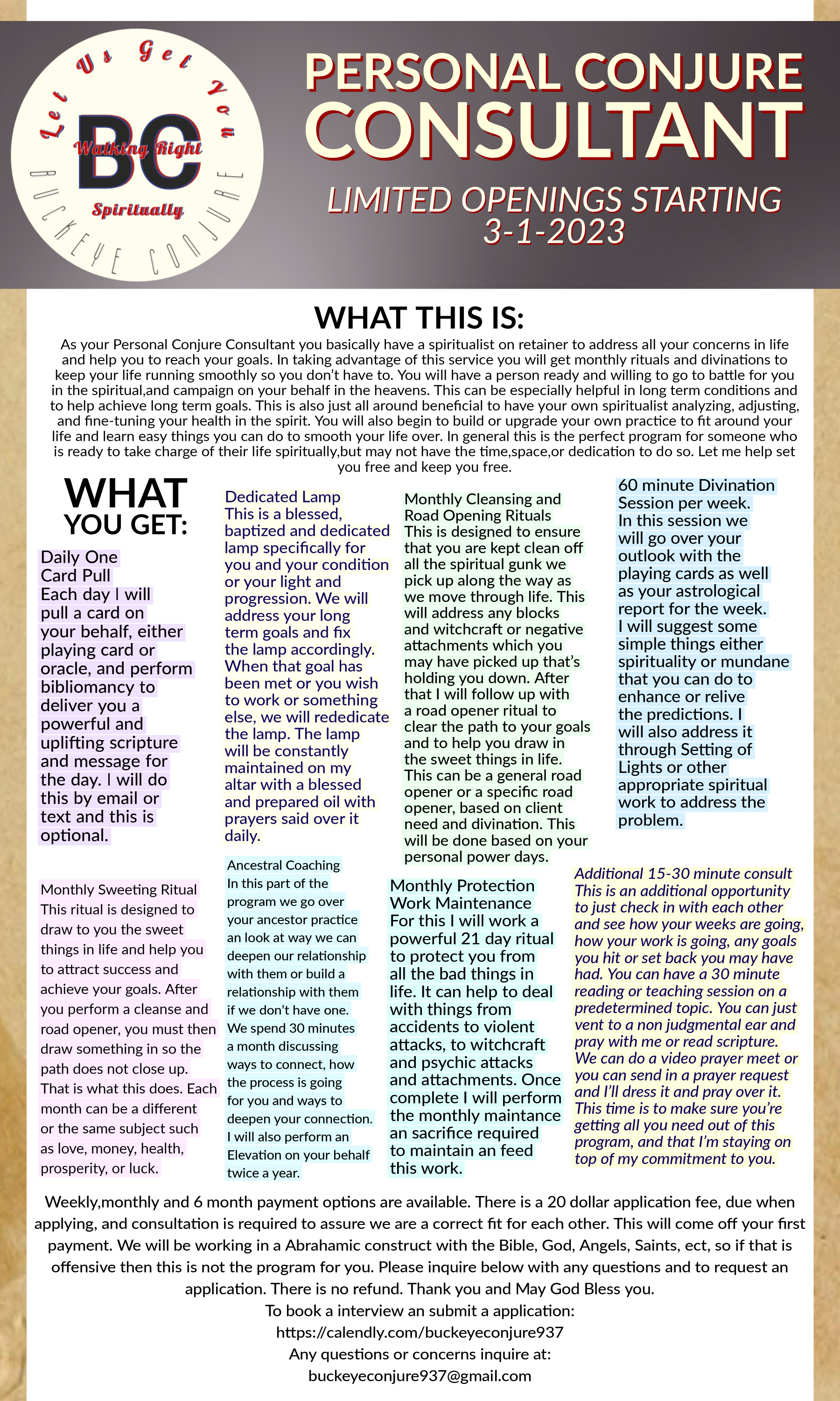 2023 Personal Conjure Consultant Weekly