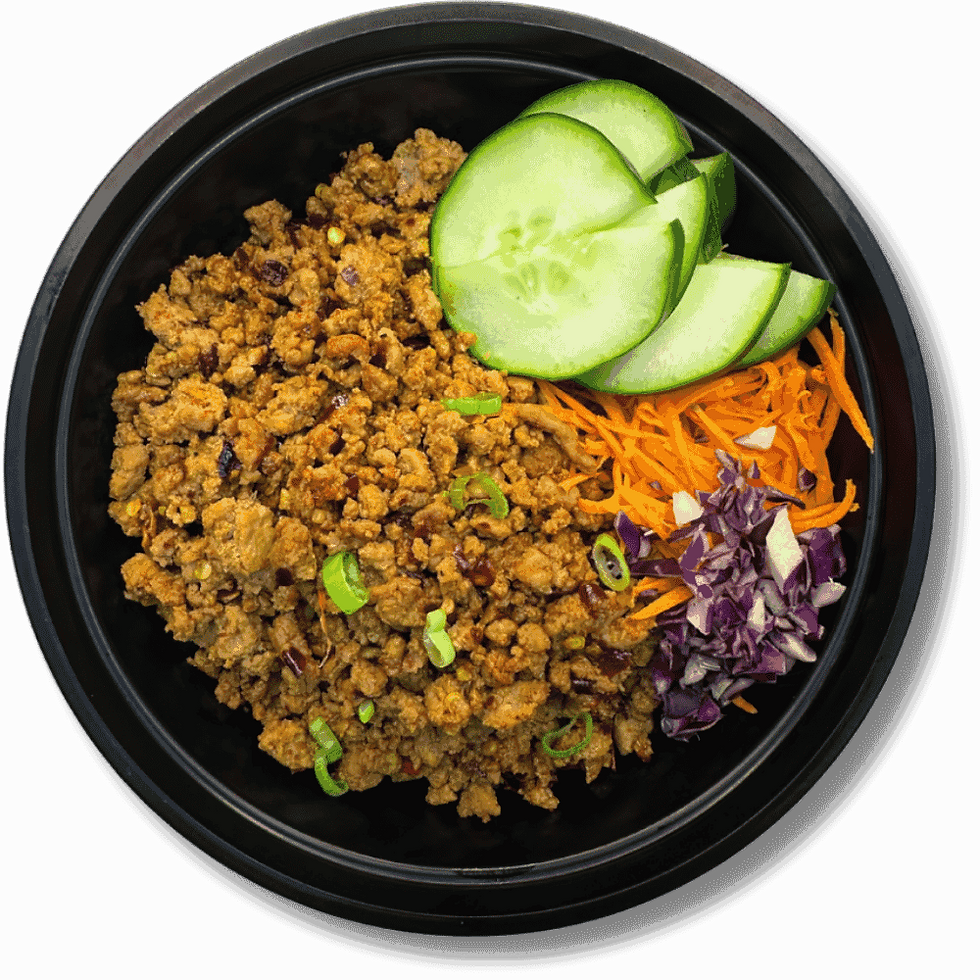 LunaFit Fresh turkey bibimbap meal prep bowl with vegetables