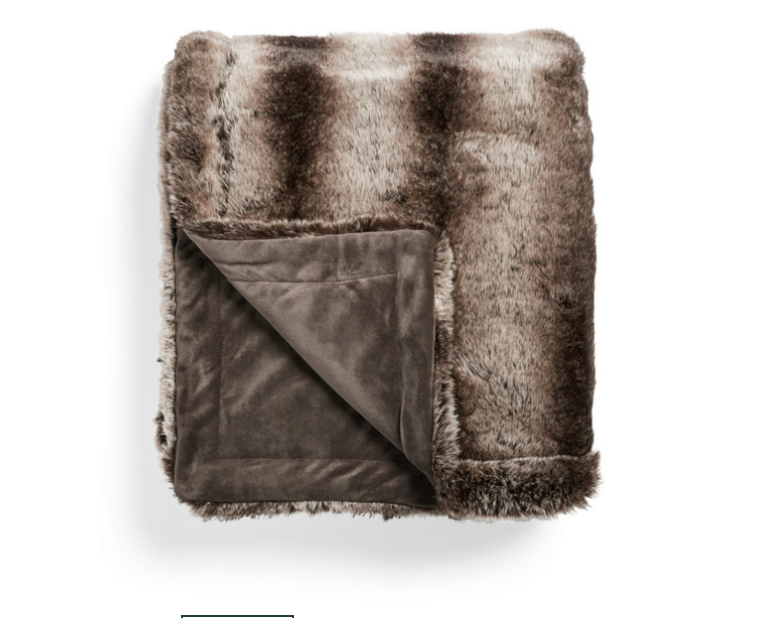 FAUX FUR CHINCHILLA BED BLANKET