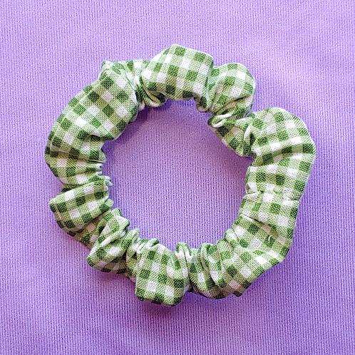 Green Gingham Skinny Scrunchie
