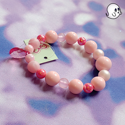 Pink Crystal Drop Bead Stretch Bracelet