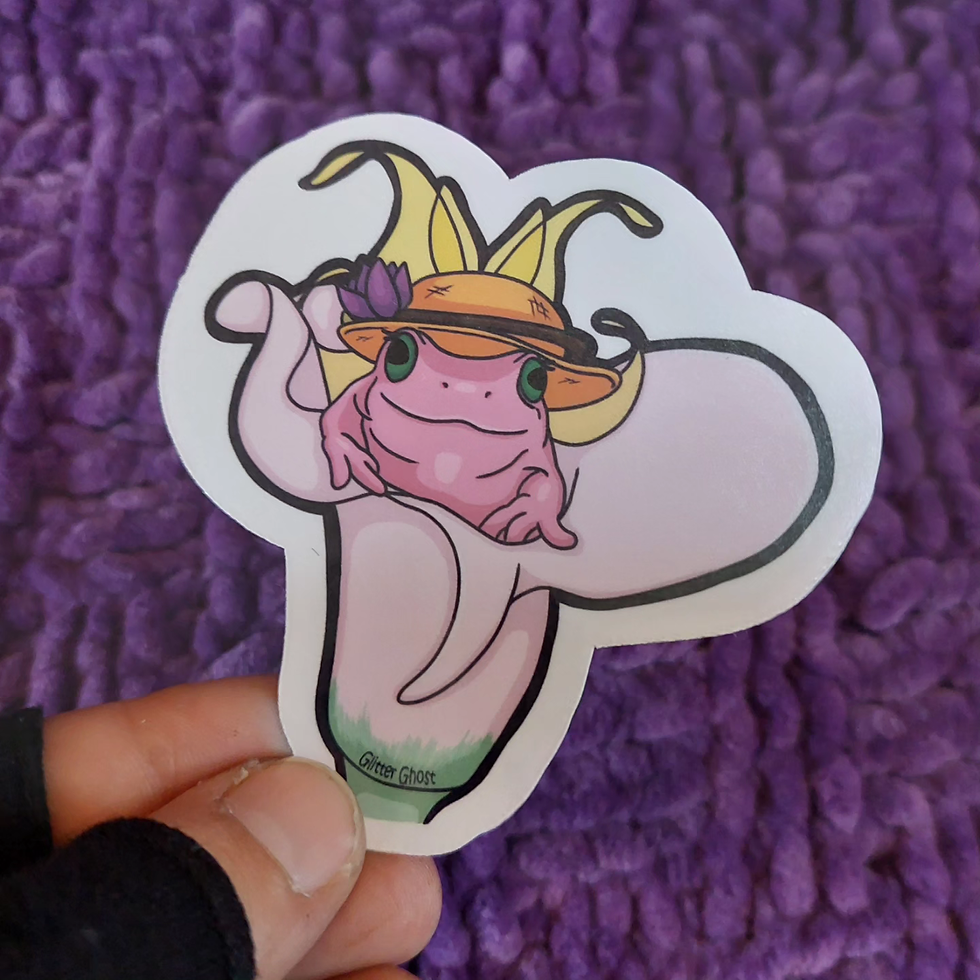 Farmer Frog - Fairy Frogs and Toads - 3 inch Sticker