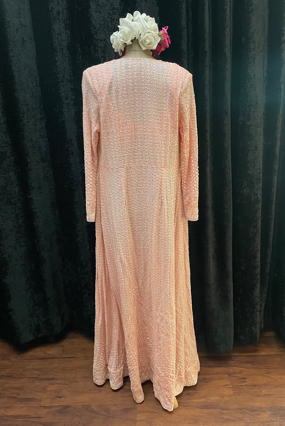 Thumbnail: Peach embroidered pallazos and jacket set