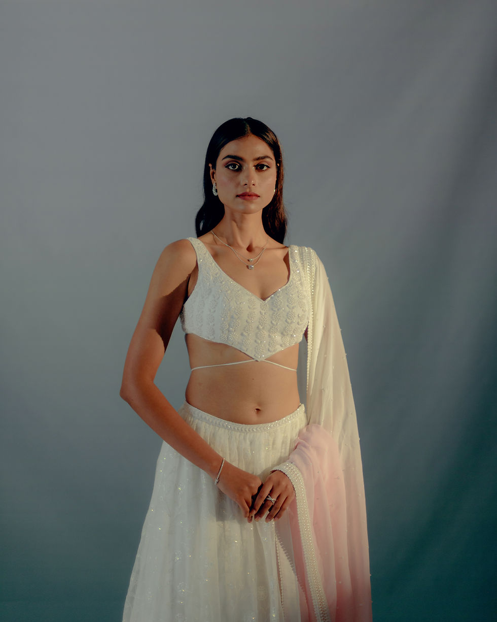 Thumbnail: Ombre embroidered lehenga set