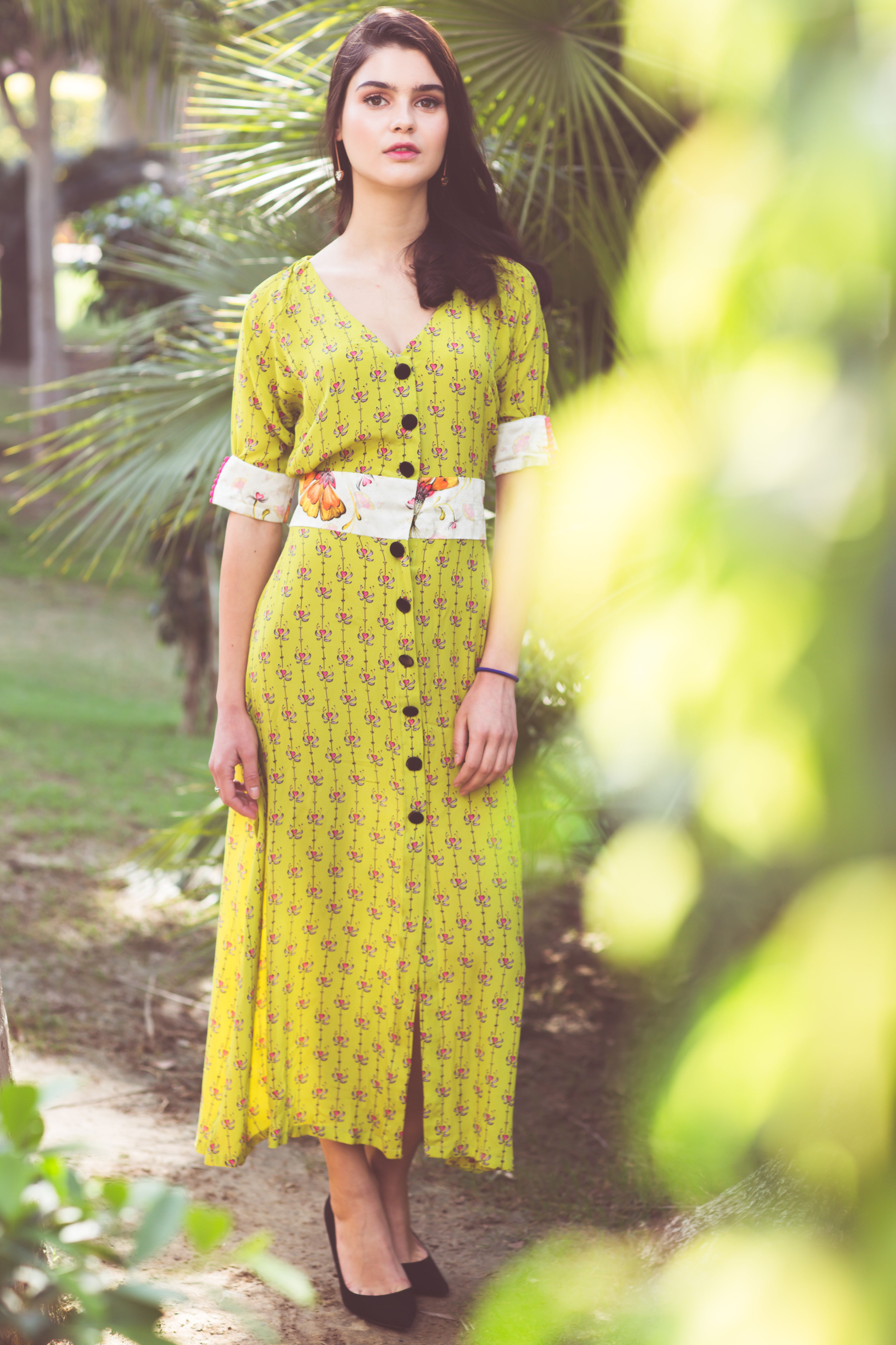 Hearts Print Button Down Dress