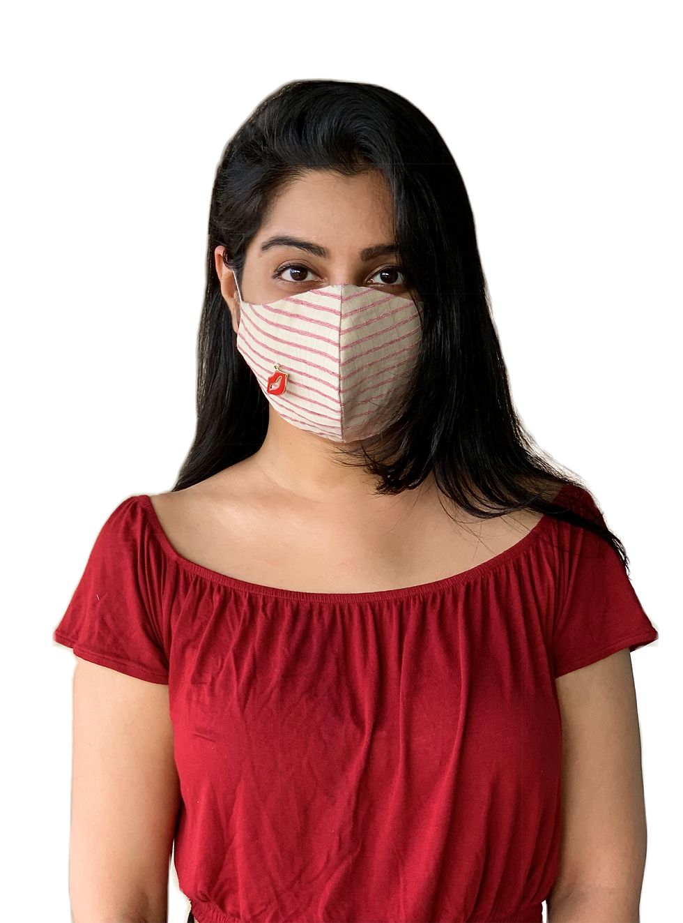 Lips charm pink striped mask