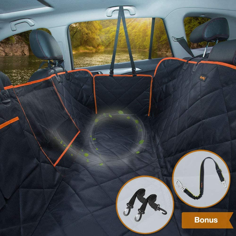 iBuddy Dog Seat Cover for Back Seat with Mesh Window of Cars and SUVs