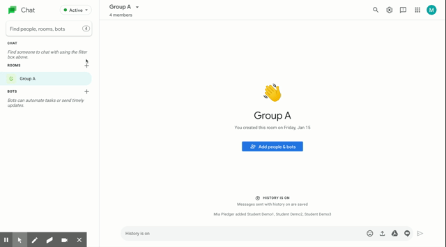 Creating rooms in Google Chat